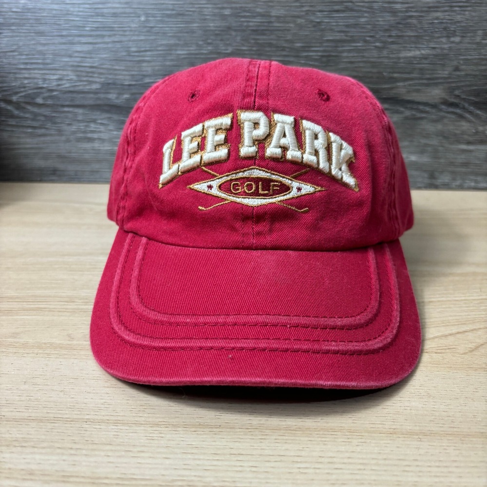 Lee Park Golf Course Hat Cap Strap Back Red One Size Adjustable